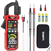 KAIWEETS Digital Clamp Meter 4-Mode Smart-Select Auto-Ranging DC Amp Tester | 600A 6000 Counts TRMS, Auto Self-test, Inrush, NCV, Temp, HD Backlit Display, Flashlight, Multimeter For Home DIY Electrician