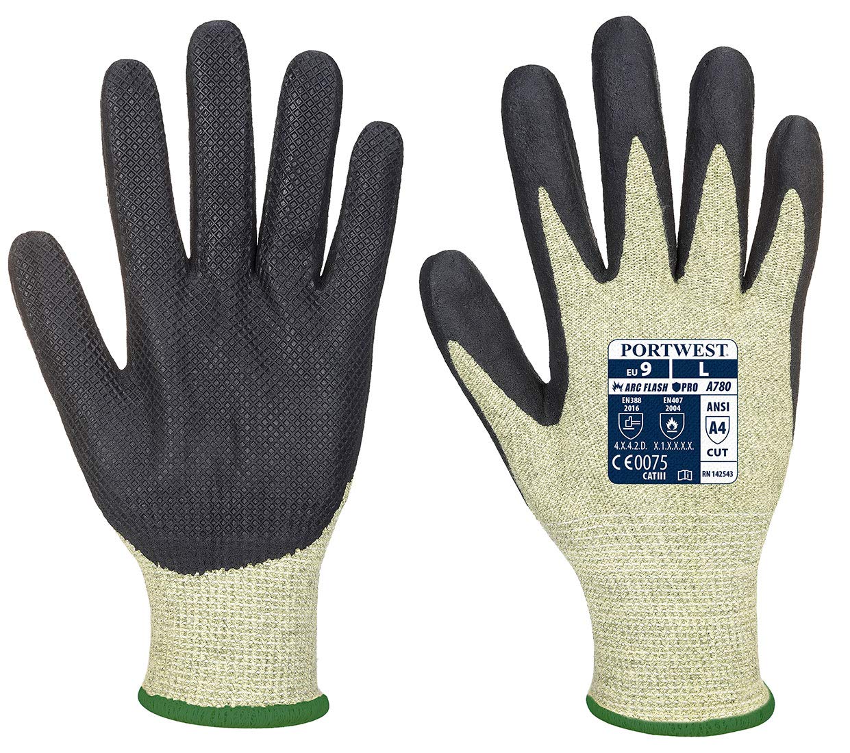 Portwest Arc Grip Glove, Size: XL, Colour: Green/Black, A780E8RXL