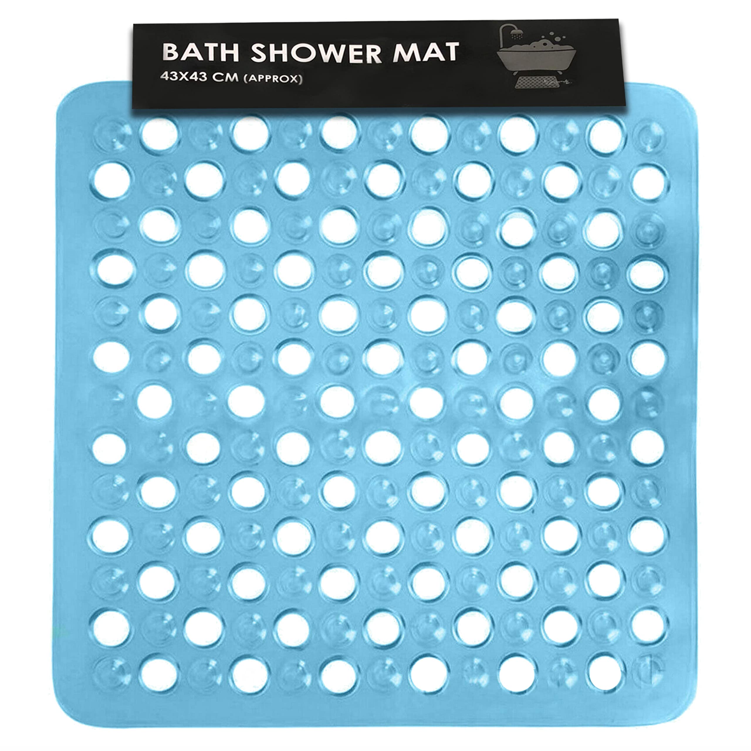 SUL Square Shower Mat Anti-Slip,Anti-Mould,Machine-Washable Quadrant Bath Mat For Walk In Shower Tray,Bathtub Shower Mats Non-Slip Drain Holes Suction Cups,Latex Free Durable Mats size43cmx43cm (BLUE)
