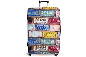 TULLIX Luggage Cover Suitcase Protector Fits 19-33 Inch TSA Approved Travel Suitcase Cover Washable Dustproof Anti-Scratch (L (26-30 inch), License Plates)