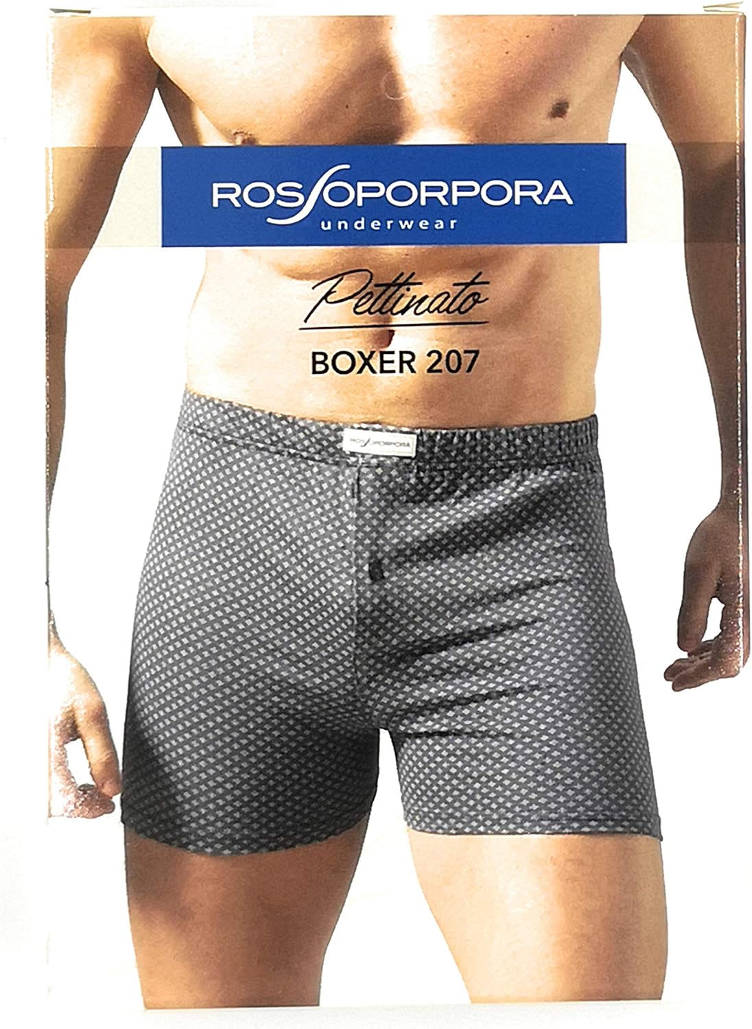 ROSSOPORPORA Boxer Uomo In Cotone Pettinato, Confezione Da 3, Stampati A Rombi, Fondo Bianco, Taglia L