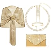 Hicarer 5 Pcs Dressy Jewelry Sets, Shawls and Wraps, Evening Clutch Purse for Homecoming Prom Women Formal Evening Dresses