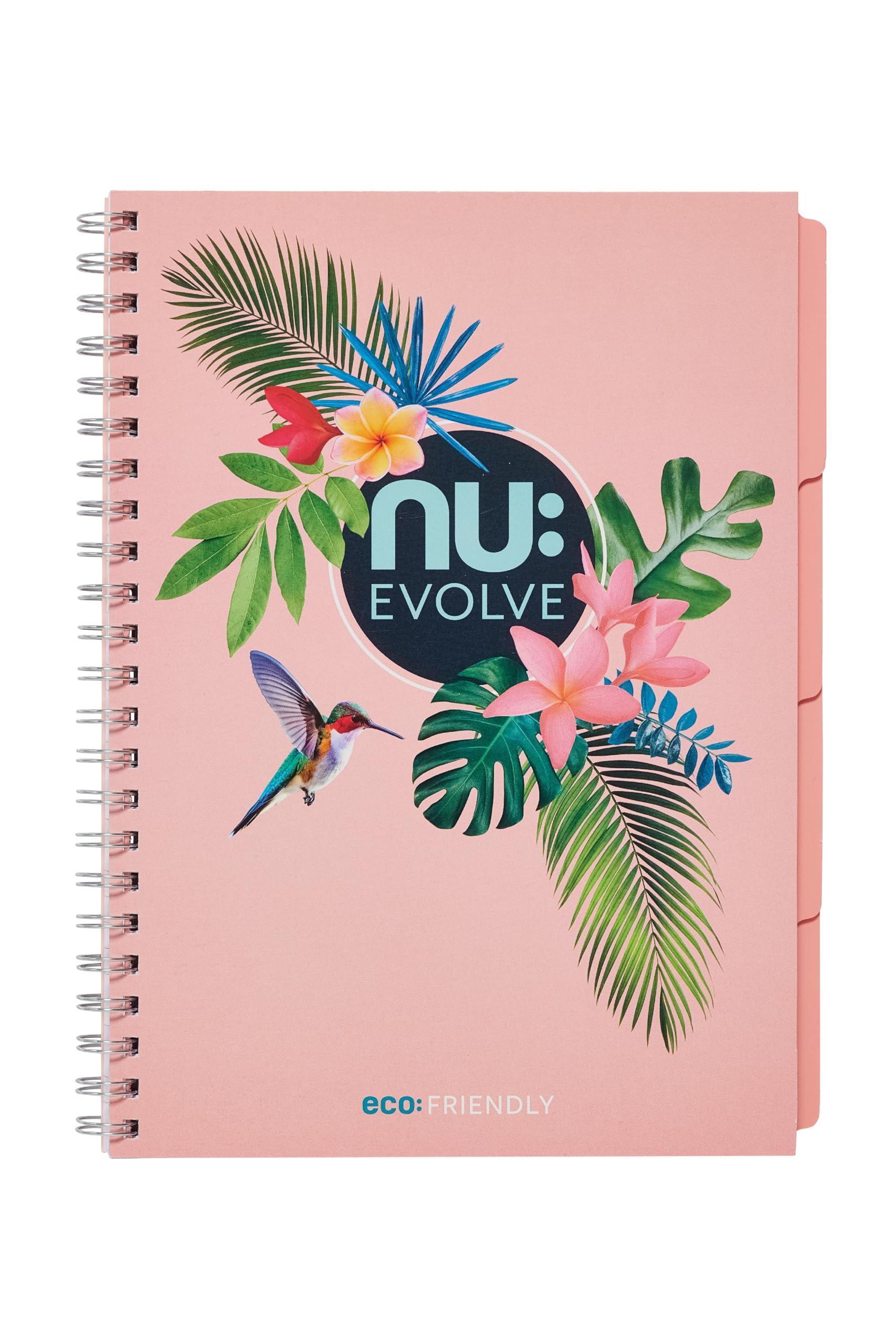 nu: A4 Pink Recycled Project Book | 120 Pages | Vegetable-Based Inks | Fully Recyclable | Evolve Tropical Range