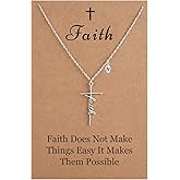 SANNYRA Faith Necklace for Women, Initial Christian Cross Necklaces, 18K Gold Silver Rose Gold-Plated 26 Letters Religious Cross Pendant Jewelry for Her