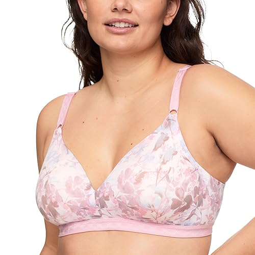 Warner's Women's Cloud 9 Super Soft Wireless Lightly Lined Comfort Bra 1269, Ivory Mist & Primrose Watercolor Garden