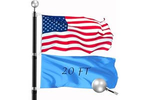 Wphold 20FT Telescopic Flag Pole Kit: Extra Thick Telescoping Flag Poles, Black Heavy Duty Flag Poles for Outside House Inground with 3x5 American Flag