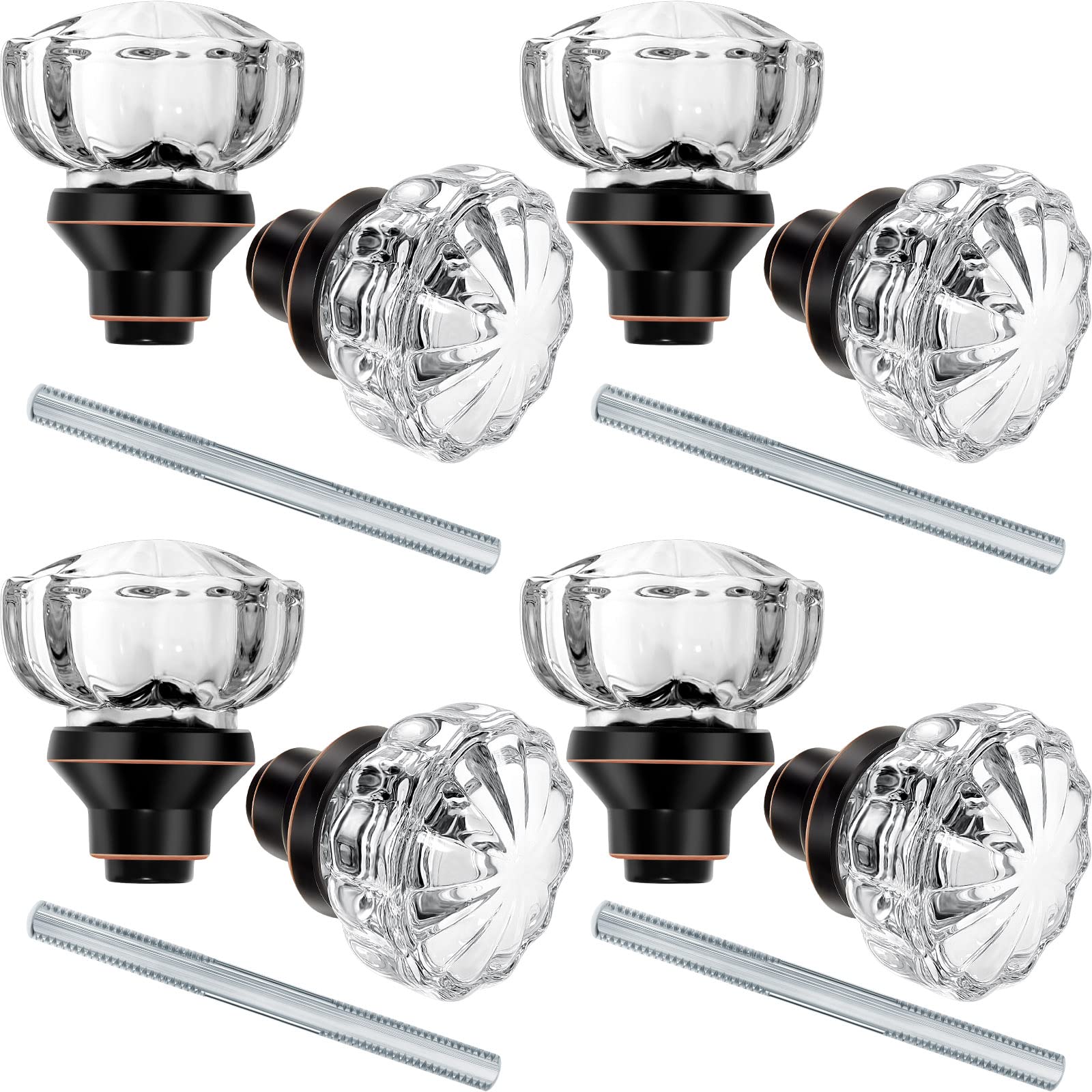 Amylove Glass Door Knobs Mortise Style Fluted Crystal Door Knobs ...