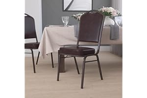 BizChair Crown Back Stacking Banquet Chair, Brown Vinyl/Copper Vein Frame