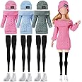 Geyoga 3 Set 12 Pcs Doll Clothes and Accessories Suit Pants Shoes Spring Sweater Outfits, Dolls are Not Included(Sage Green, Light Blue, Rose Red,12 Inch)