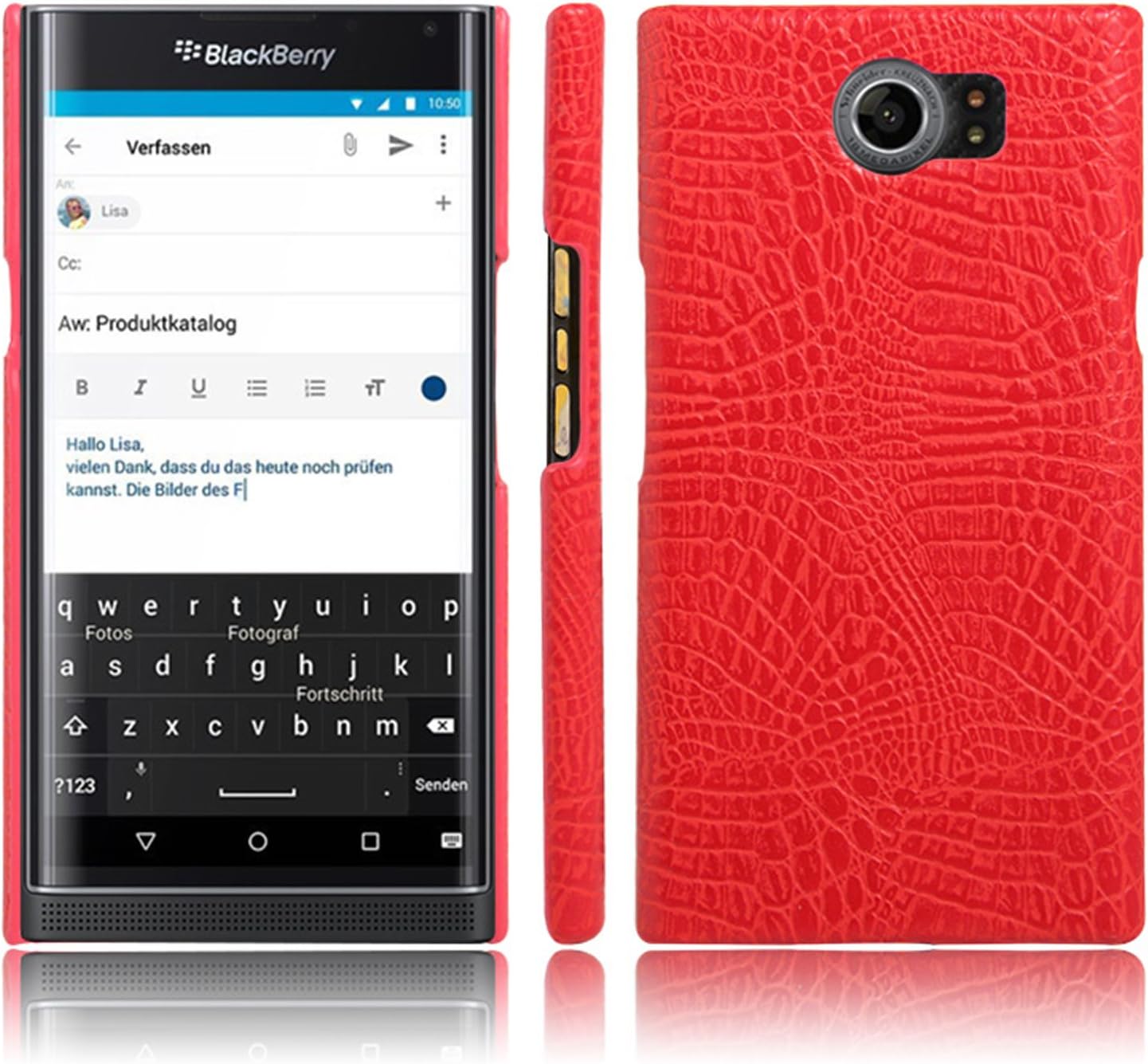 BlackBerry Priv Case, HualuBro Vintage Cases Series, Premium Crocodile Pattern PU Leather Case Back Cover for BlackBerry Priv Smartphone (Crocodile Cover Red)