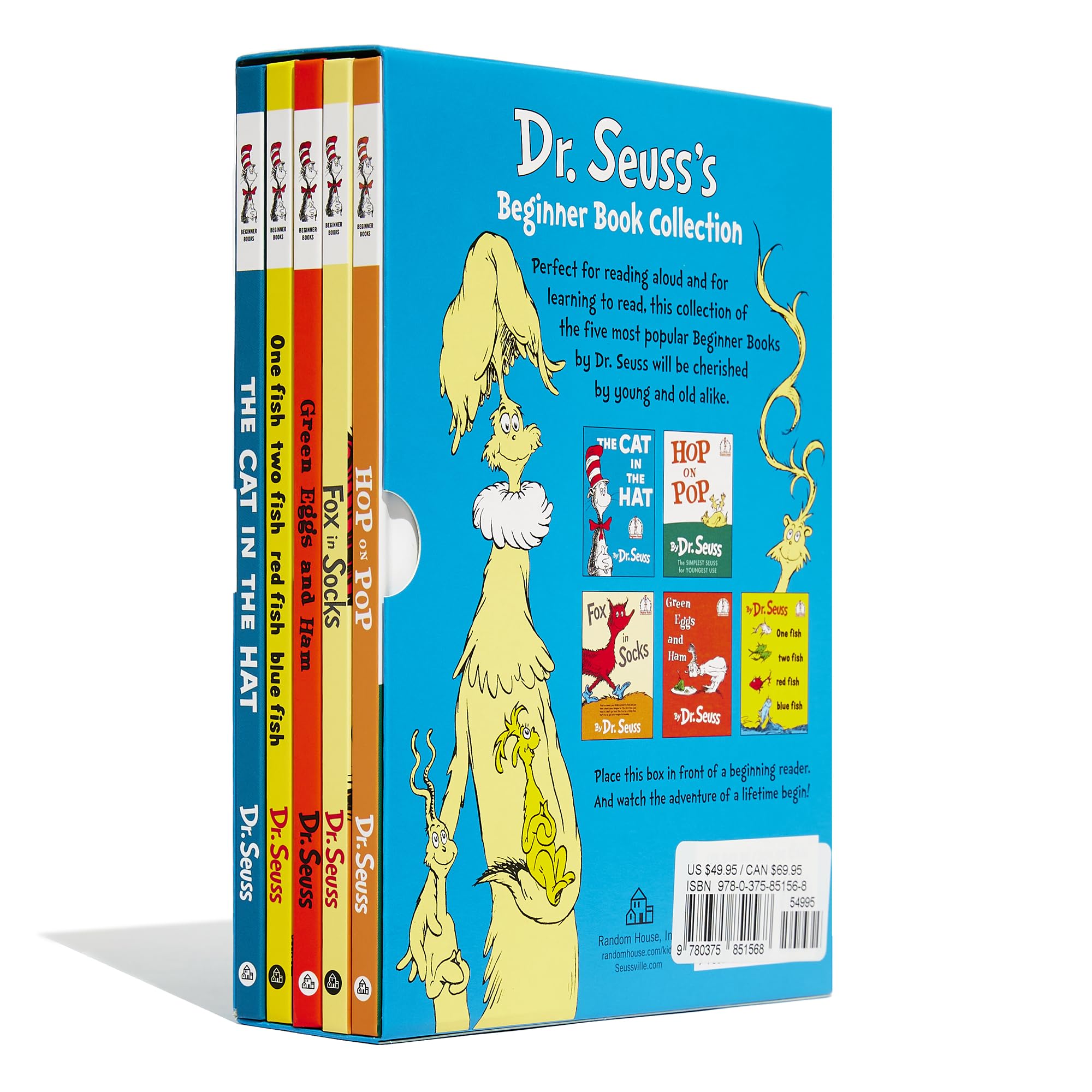 Dr. Seuss's Beginner Book Boxed Set Collection: The Cat in the Hat; One Fish Two Fish Red Fish Blue Fish; Green Eggs and Ham; Hop on Pop; Fox in Socks Dr. Seuss's Beginner Book Boxed Set Collection: The Cat in the Hat; One Fish Two Fish Red Fish Blue Fish; Green Eggs and Ham; Hop on Pop; Fox in Socks Hardcover