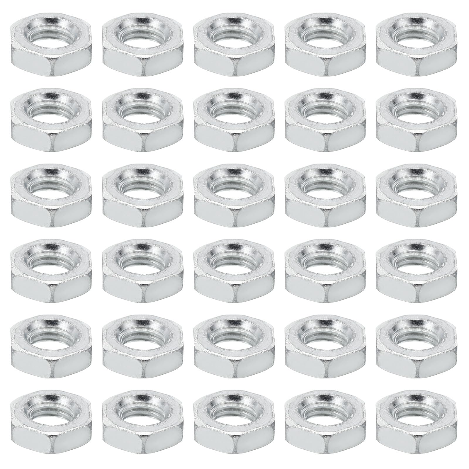 PATIKIL M7x1.0 Steel Hex Nuts, 60 Pack Metric Thread Zinc Plated Finished Hardware Nuts Screw Bolt Fasteners for Lamps Machinery Repair 4mm Height