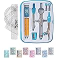 Mr. Pen 13 Piece Geometry Set with Shatterproof Storage Box, Blue