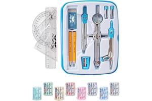Mr. Pen- Geometry Set, 13 Pcs Compass and Protractor With Shatterproof Storage Box, Drawing and Drafting Tools (Blue)