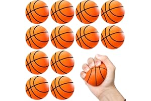 WELLVO Basketballs Party Favors 12 Pack 2.5 Inch Mini Basketball Squishy Balls Fidget Toys Foam Sports Balls for Kids Goodie Bag Stuffers Classroom Prizes Football Party Decorations