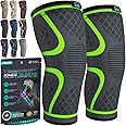 Modvel 2 Pack Knee Brace | Knee Compression Sleeve for Men & Women | Knee Support for Running | Medical Grade Knee Pads for Meniscus Tear, ACL, Arthritis, Joint Pain Relief. (Large, Green)