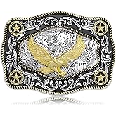 Flipslo Western Belt Buckle Longhorn Eagle Rooster Cowboy Rodeo Belt Buckles Cowboy Accessories for Men Women