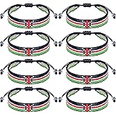 Quelay 8 Pcs Kenya Flag Beaded Bracelets Adjustable Handmade Kenyan Bracelet Rope Bangle Kenyan Black History Month Patriotic Pride Jamhuri Day African Jewelry Gifts for Women