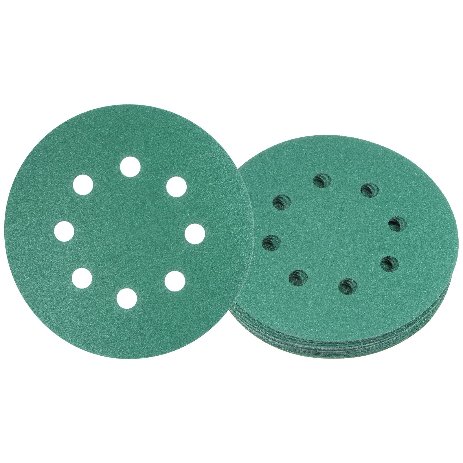 Kozelo 15pcs Green Film Sanding Discs - [5 Inch 120 Grits 8 Hole ] Round Aluminum Oxide Hook & Loop Wet Dry Sander Pads for Wood Metal Polishing Use| Zirconium Corundum Sandpaper