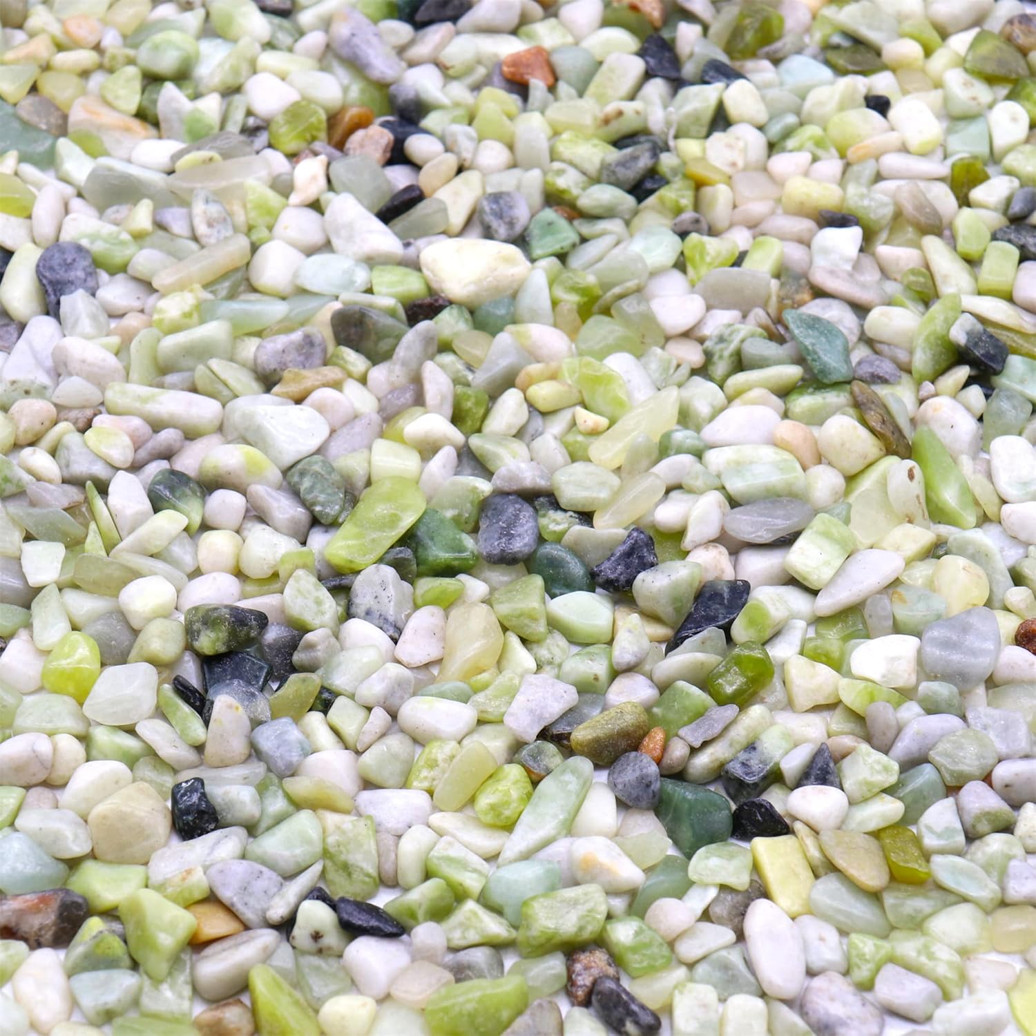 Hardscaping Materials - Premium Pebbles Rocks for Plants. Green Jade Decorative Polished Pebbles. 1/5 Inch – 2 lbs for Garden, Vase fillers, Crafting, Succulents, pots, Plants (Mini (0.2 Inch), Green Jade - Polished, 2)