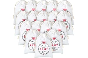 Shappy 20 Pieces Wedding Large Bag, 5 x 7 Inches Bachelorette Bag Kit Party Muslin Drawstring Survival Kit Pouch Party Favor 