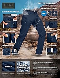 CQR Men's Active Flex Tactical Pants, Water
