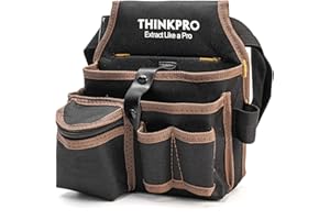 Thinkpro Work Tool Belts for Men, Tool Pouch with Belt Clip with Adjustable Waist Belt for Electrician, Carpenter, Construction, Contractor, Garden, Utility Belt for Women and Men (Brown)