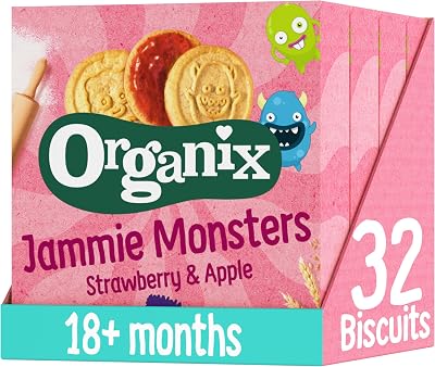 Organix Jammie Monsters Strawberry & Apple Biscuits 8 x 8 g 4 Boxes