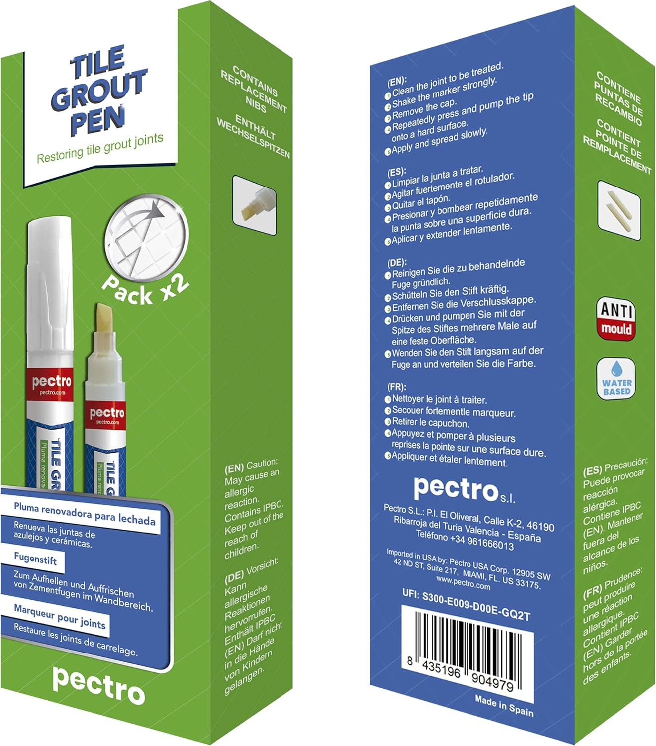Tile Grout Pen Grey | Pack x 2 Units | Restore and Renew Grout Tile Lines in bathrooms & Kitchens | Gray Light - Medium - Dark (0, 27oz - 8ml x Unit) | Grout Reviver (Light Gray) - - 