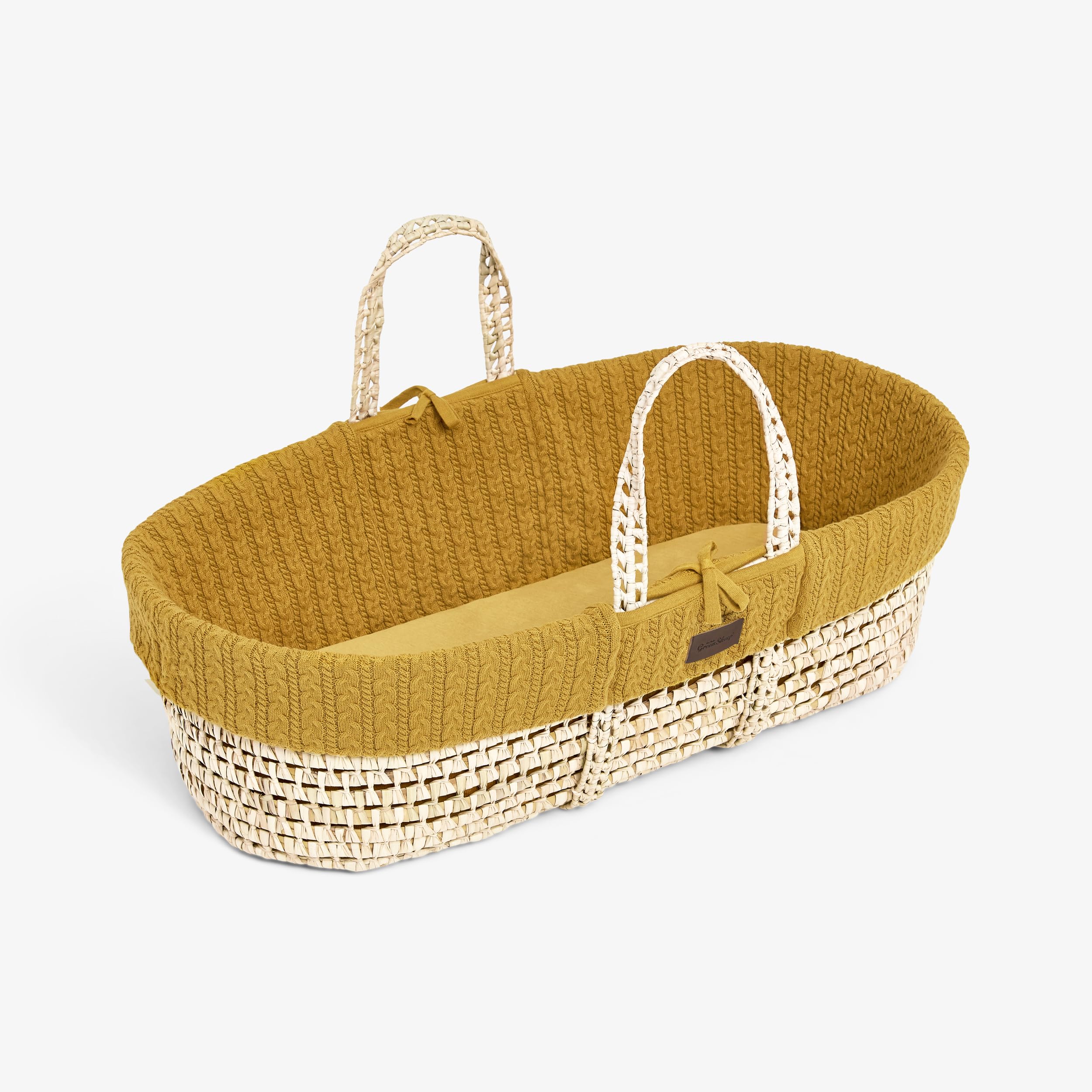 The Little Green Sheep Natural Knitted Moses Basket and Mattress, Honey