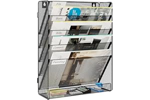 Solinxe Porte-documents mural à 6 niveaux à suspendre pour dossiers, documents, magazines, documents, noir