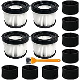 4 Pack DCV5011H HEPA Filter Compatible with DEWALT DCV501HB Cordless Handheld Vacuum, with 8 Foam Sleeve Filters & 1 Brush
