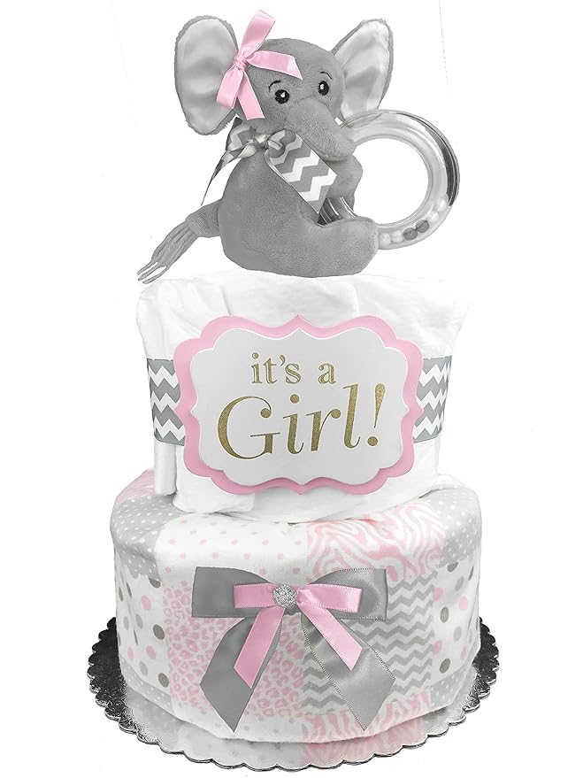 girl elephant baby shower cake