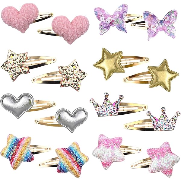 Süße Haarspangen Für Mädchen – Schmetterling, Einhorn & Hase Mit Glitzer, Metall-Snap-Clips