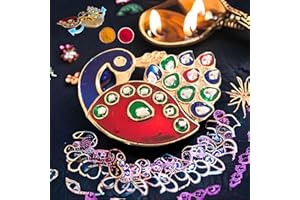 LOVENSPIRE 10 Piece Decorative Bulk Peacock Haldi Kumkum Holder Roli Chawal/rice Holder Indian Festival Favor Diwali Rakhi Pooja Mandir Tika Platter Housewarming Gifts