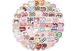 Roadoor 100Pcs Aesthetic Heart Stickers, Kawaii Vinyl Decals Waterproof Self-Adhesive Stickers Pack for Laptop Suitcase Water Bottle Sets 0.8"-2"