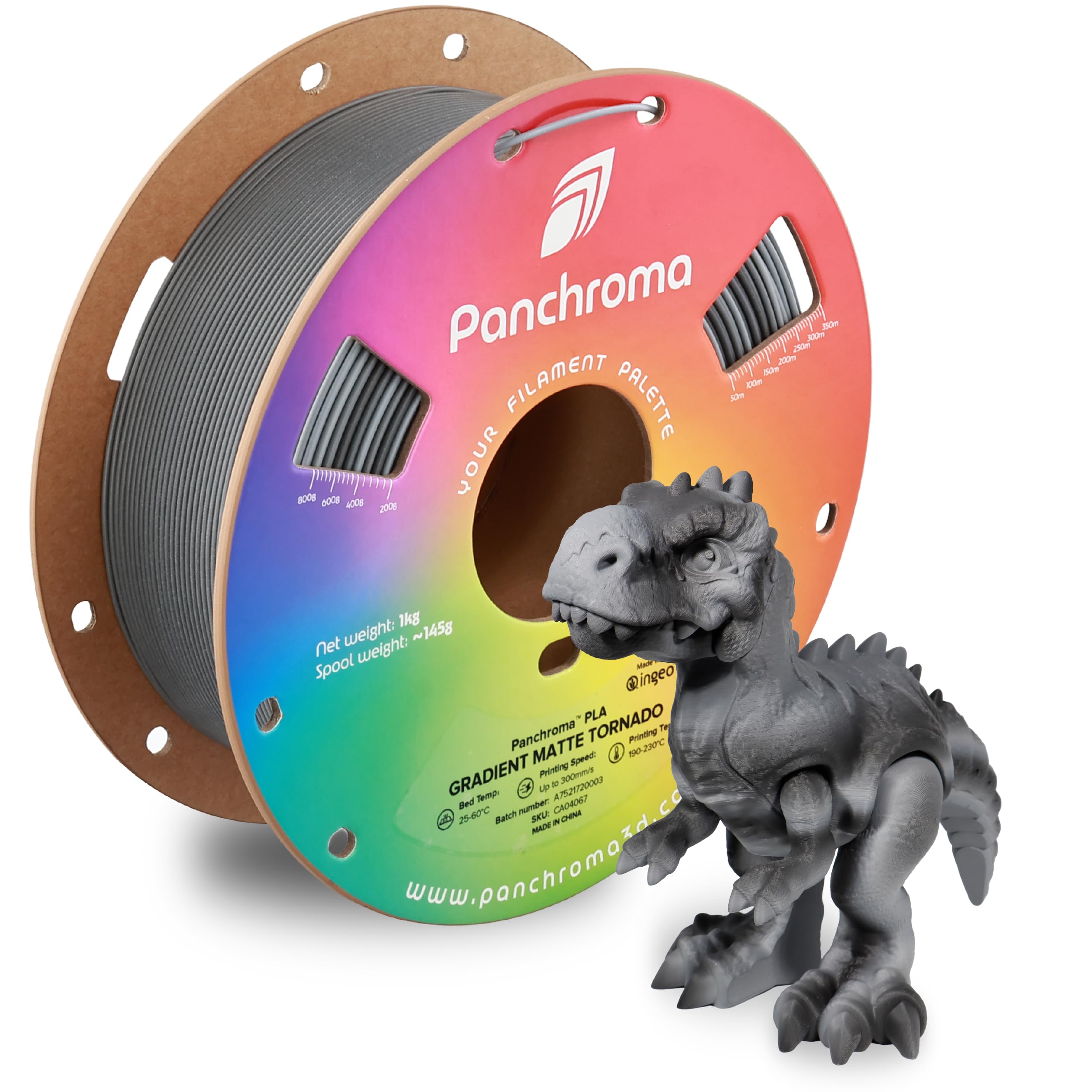 Polymaker Panchroma Gradient Matte PLA Filament, Multicolor Gradient Matte Dark and Light Grey 1.75mm 3D Printing Filament, 3D Printer PLA Filament, Fit Most FDM 3D Printers, 1kg Spool (2.2lbs) Image