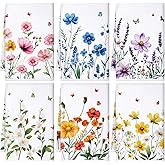 Geyoga 6 Pieces Wildflower Kitchen Towels Absorbent Dish Towels Decorative Tea Washcloth for Spring Summer Kitchen Bathroom Home Decor, 16 x 24 Inch