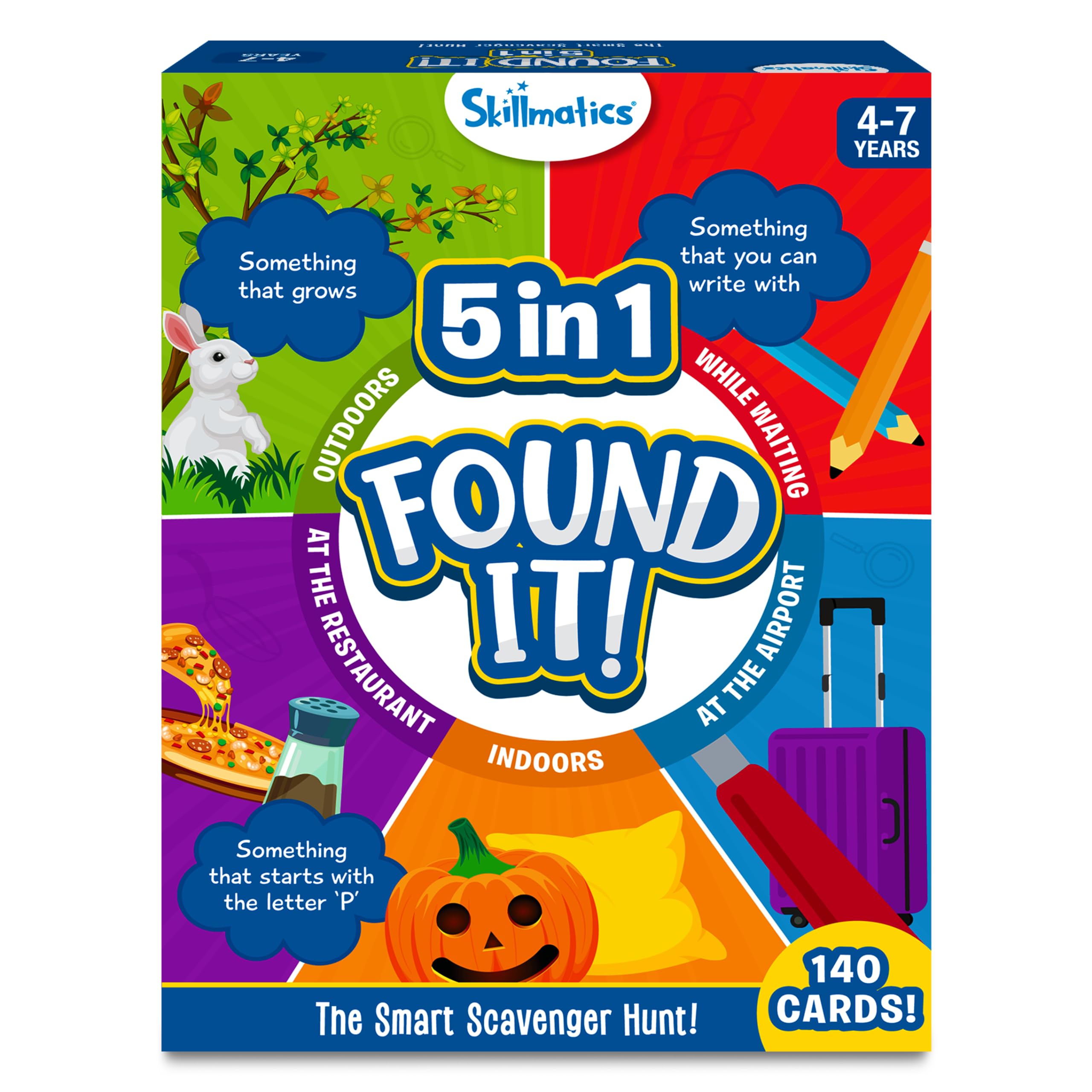 Skillmatics Scavenger Hunt Card Game - Found It 5 in 1 Megapack, Fun Family Game, 140 Cards, Search and Find, Learning & Travel Toy, Gifts for Kids, Boys, Girls, Ages 4, 5, 6, 7 — image 1