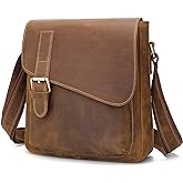 Augus Men's Leather Messenger Bag Shoulder Crossbody Backpack Bags Purse for Women Vintage Anti-Theft Waterproof Casual