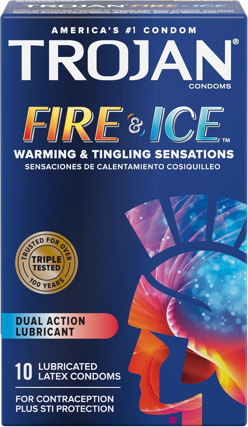 fire plus ice on Amazon Com Trojan Fire Ice Dual Lubricant Condoms 10 Count Pack Of 4 Health Personal Care