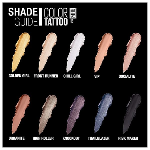 MAYBELLINE NEW YORK COLOR TATTOOUP TO 24HR LONGWEAR WATERPROOF FADE CREASE RESISTANT BLENDABLE CREAM EYESHADOW POTS MAKEUP, URBANITE, 0.14 OZ