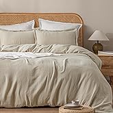 PHF 100% Natural Cotton Muslin Duvet Cover Set King Size, Ultra Soft Breathable Absorbent, Luxurious Minimalist Gauze Bedding for All Season, Duvet Set with 2 Pillow Shams, 104" x 90", Linen