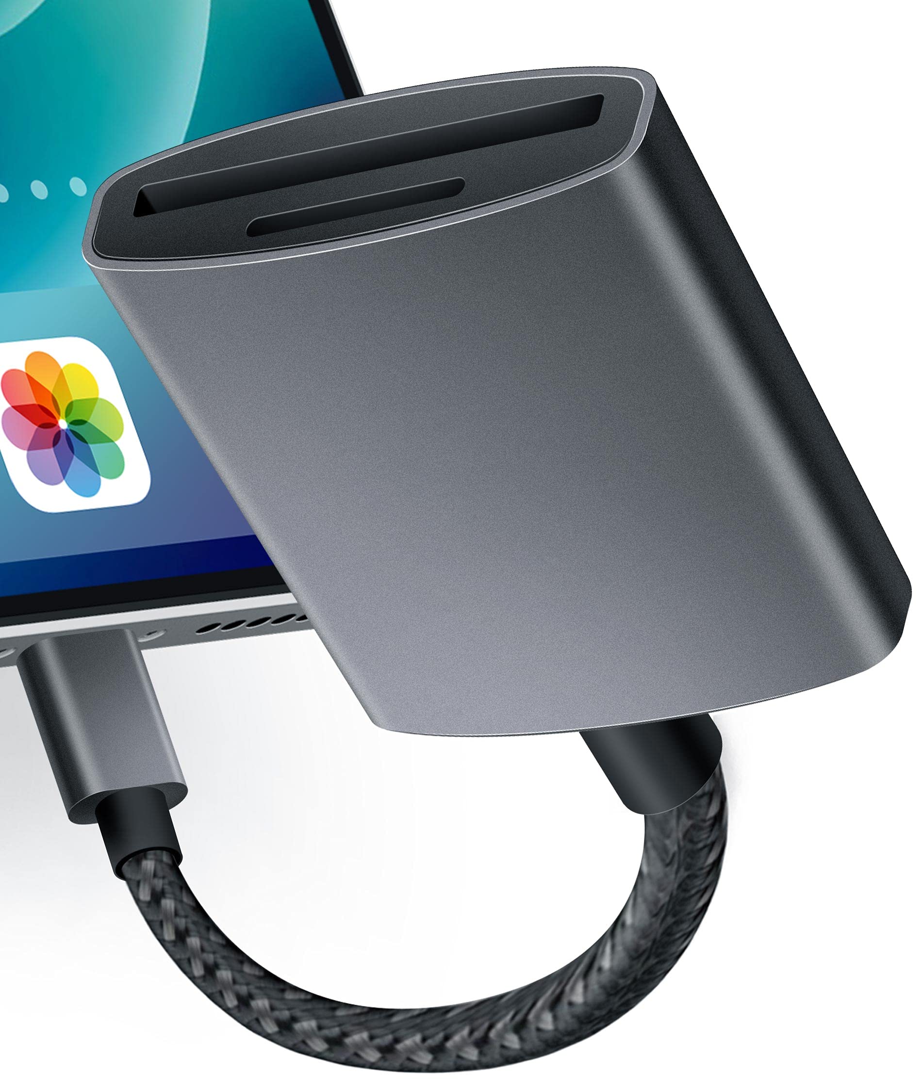 XdgeLoad SD Card Reader for iPhone/iPad, Lightning, Supports SLR, Action Cameras, Plug and Play