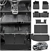 Full Set Floor Mats for Cadillac XT6 2020-2025 2026 7-Seater All Weather TPE Includes 1st 2nd 3rd Row Mats and Cargo Liner and Seat Back Protectors Black
