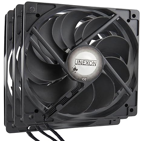 unexon 3er Set mute - 120mm Gehäuselüfter PC Silent 0,10 Sone - 1100RPM - schwarz 12V 3-PIN …