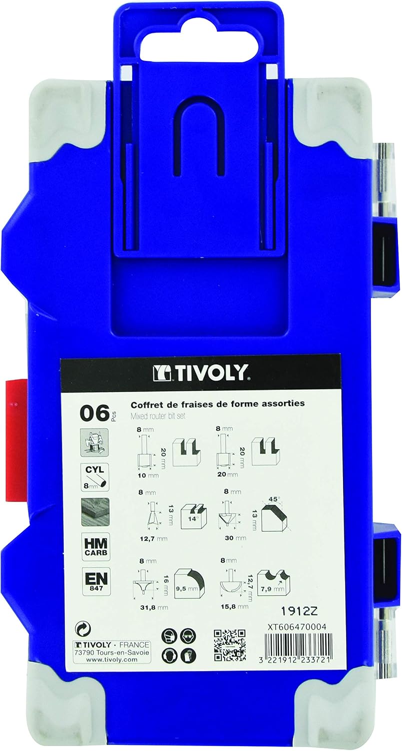 Tivoly, Set of 6 Router bits 8 mm Shank, Carbide Blade sharpened Diamond Very Resistant, Ultra Sharp, high Precision - Image 3