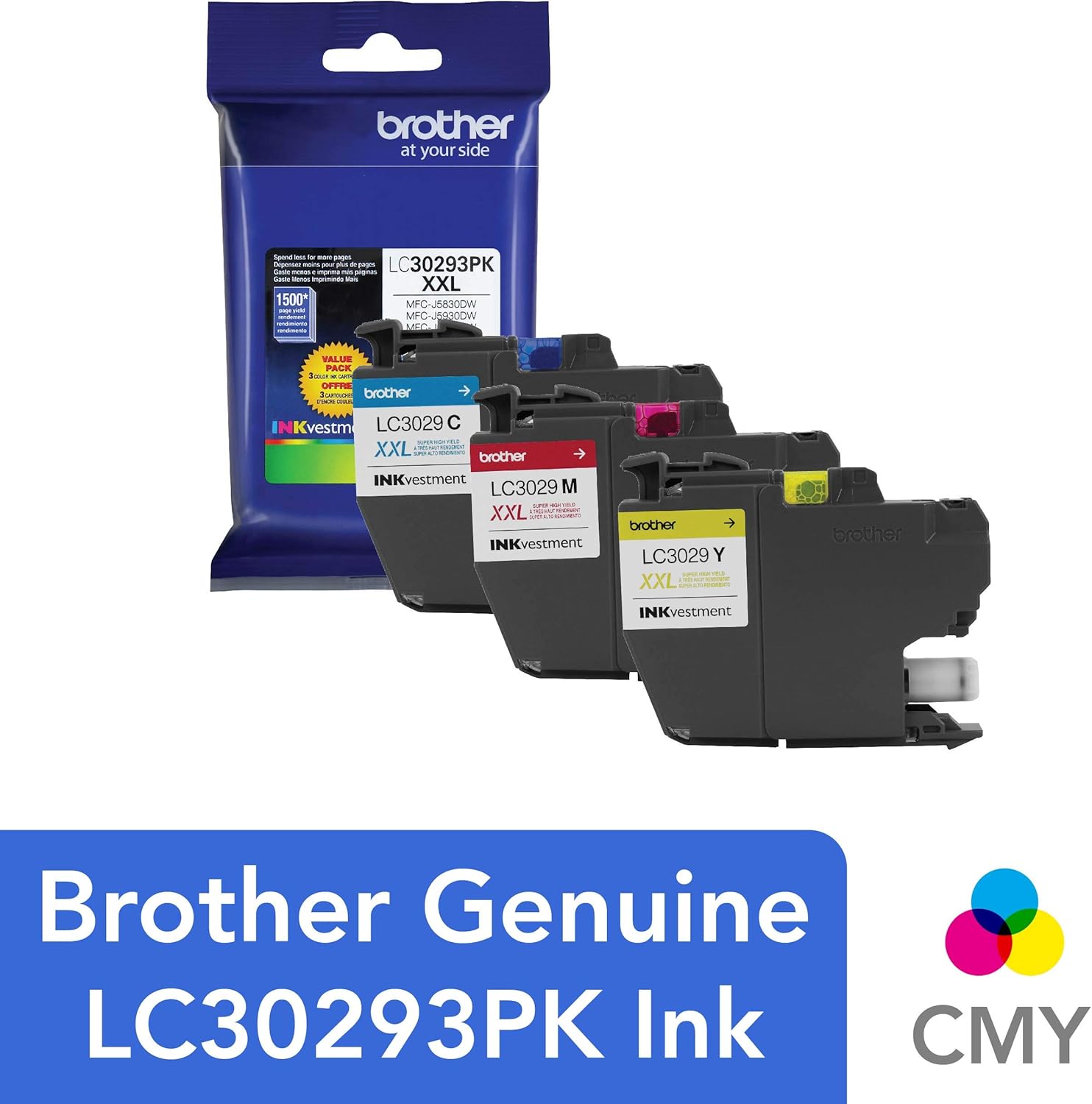 Brother Lc3029 Color Cmy Ink Cartridges Lc30293pks Super High Yield 3pack