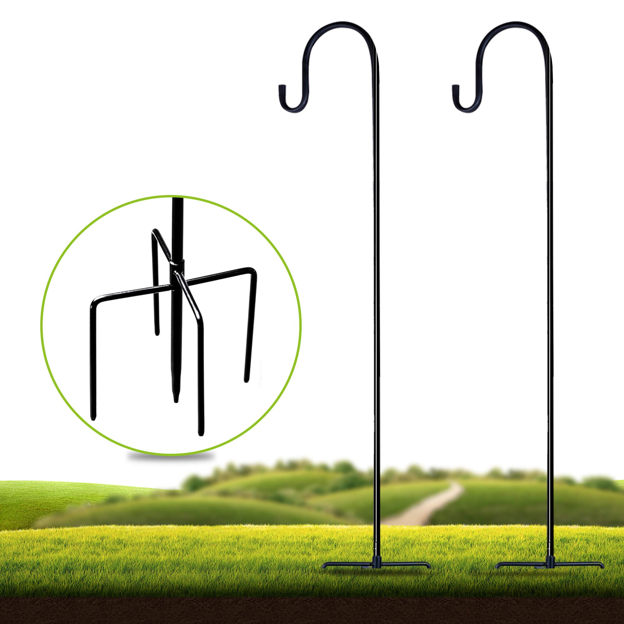 Shepherd-Hooks Adjustable for Bird-Feeder Lantern Plant-Hook Garden-Stake - 36 Inch 21 Inch 2 Pack Plant Stand Hanger for Outdoor Flower Basket, Bird Feeder Hanger Weddings Decor