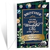 Prime Greetings Christmas Card For Brother, Made in America, Eco-Friendly, Thick Card Stock with Premium Envelope 5in x 7.75in, Packaged in Protective Mailer